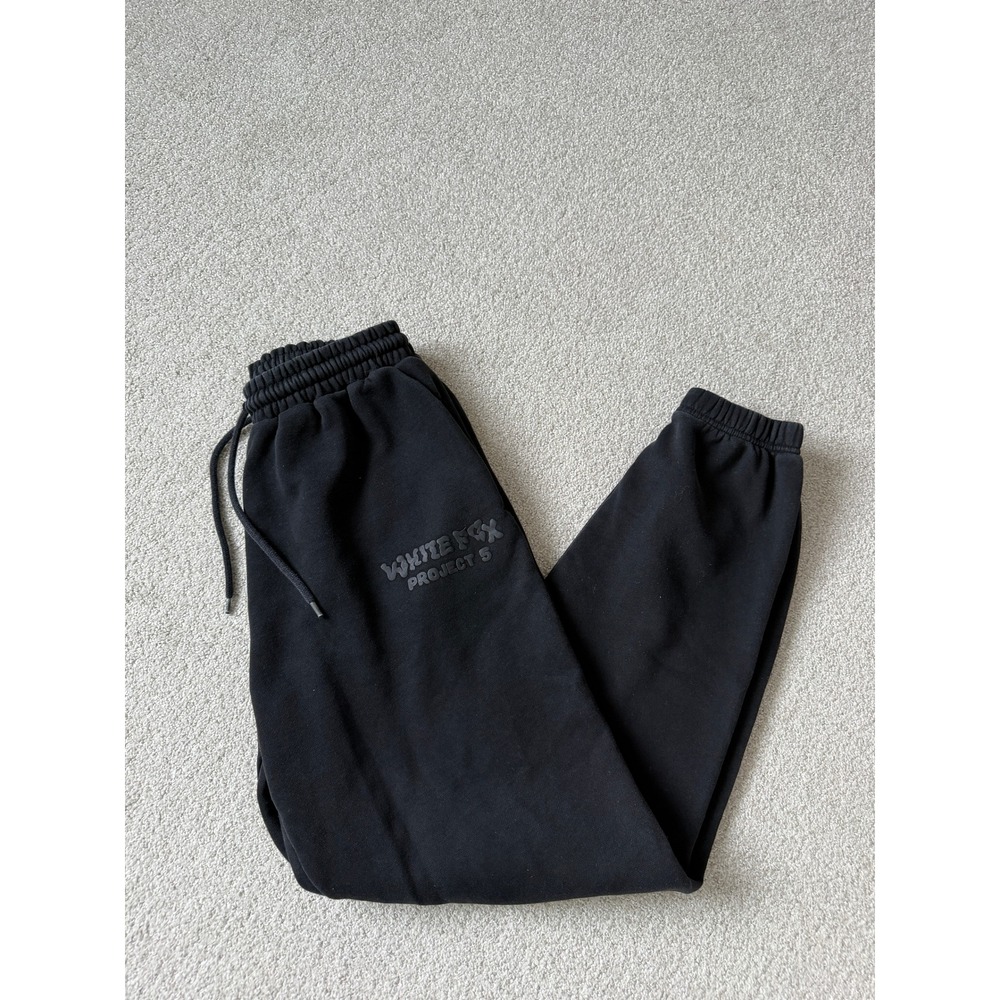 White Fox Project 5 Athleisure Sweatpants Size S Black Puff Print Logo
